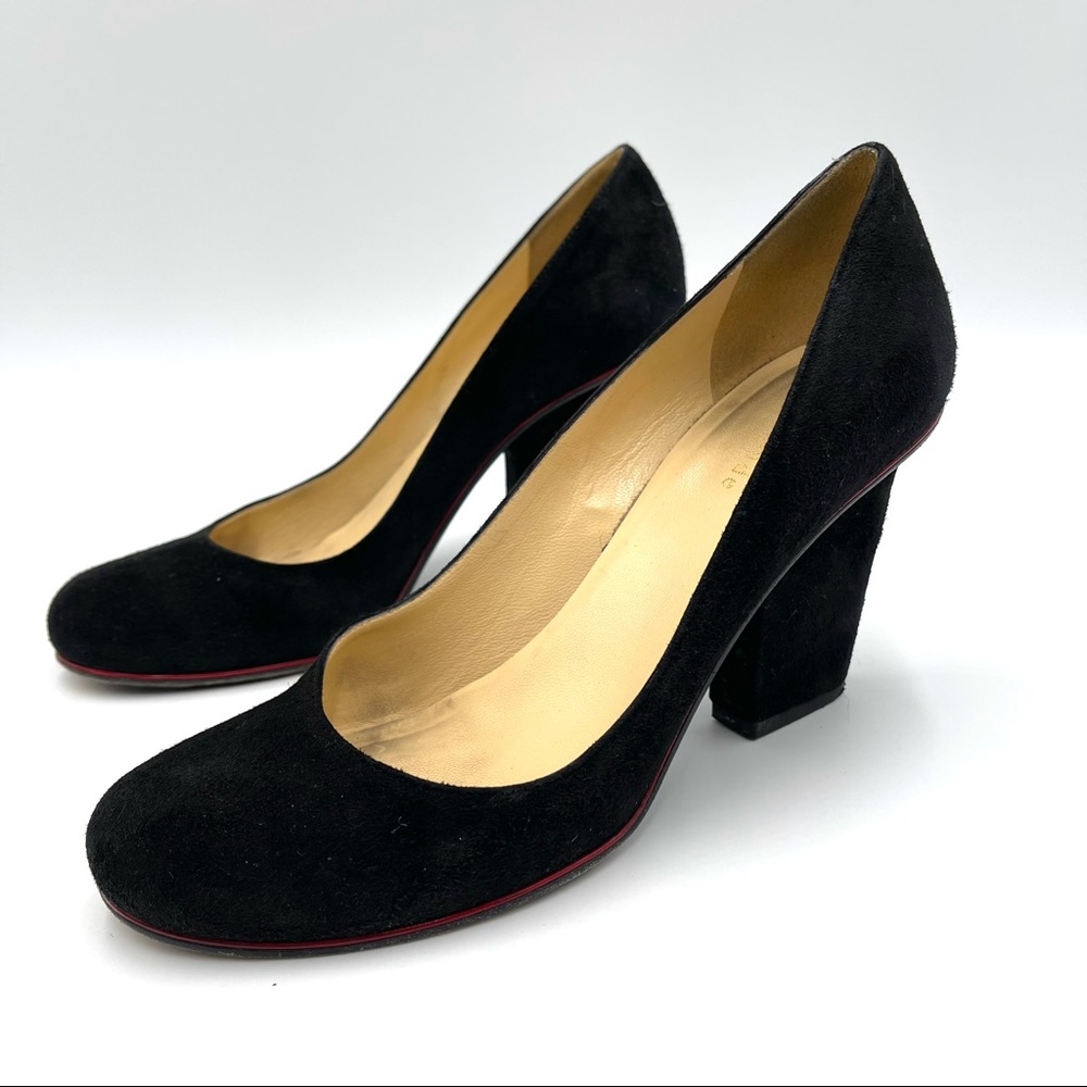 Kate Spade black suede round toe heels size 8